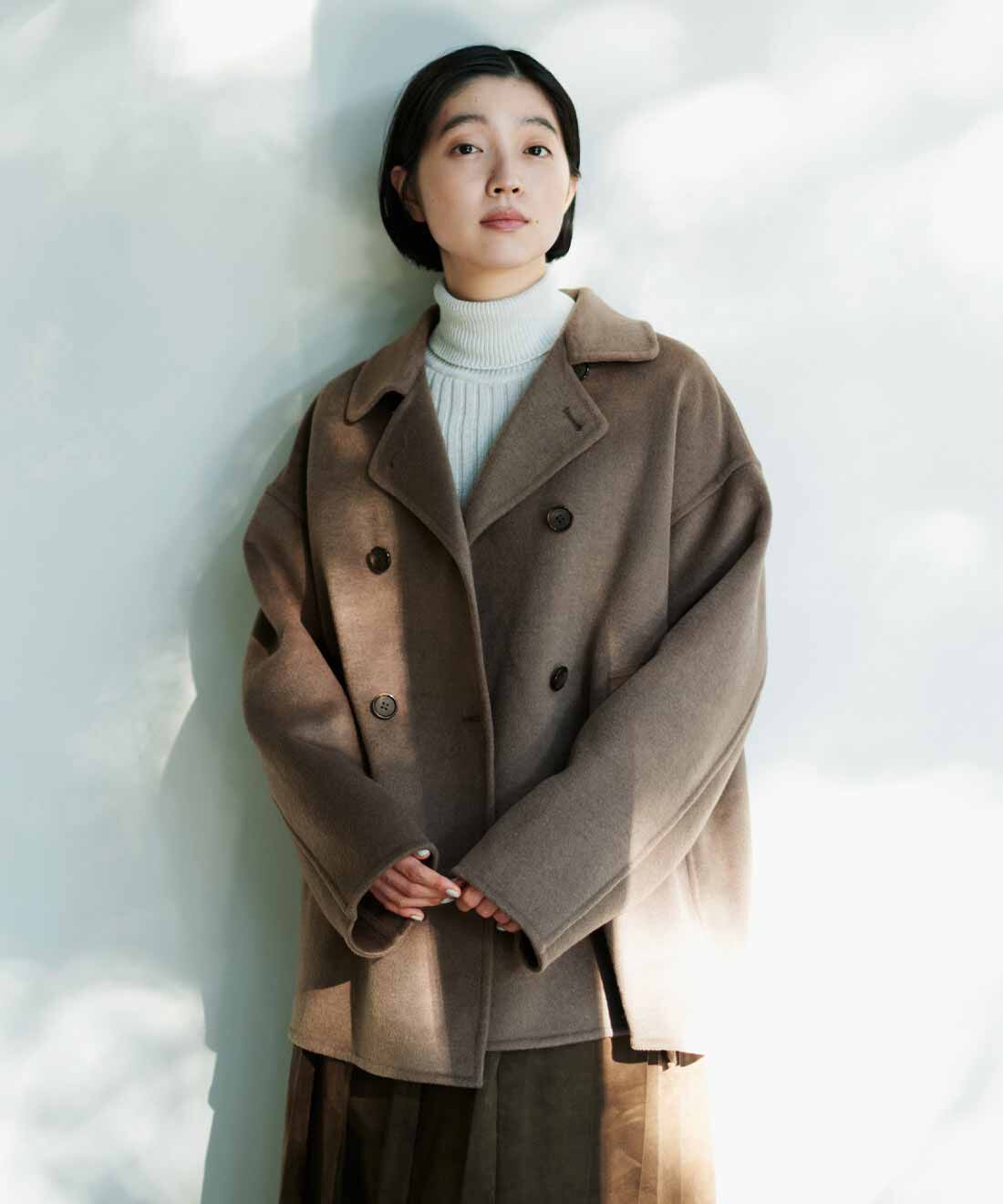 THREE FIFTY STANDARD［スリーフィフティースタンダード］|THREE FIFTY STANDARD ウール混素材のリバーPコート 〈モカブラウン〉