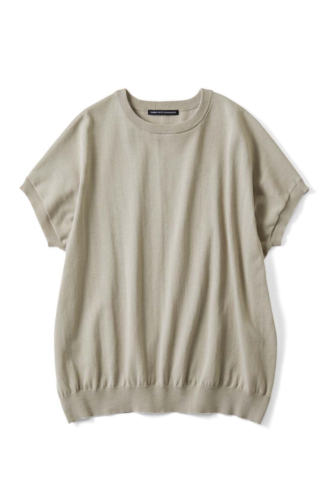 THREE FIFTY STANDARD［スリーフィフティースタンダード］|THREE FIFTY STANDARD　シャリっとしたコットン100％のニットプルオーバーの会|ライトグレー