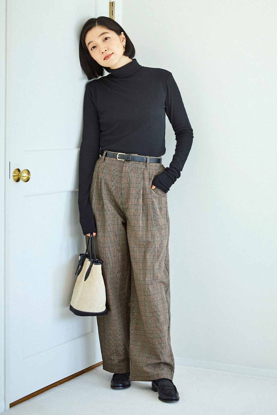 THREE FIFTY STANDARD|オレンジラインのチェックパンツのコーディネート