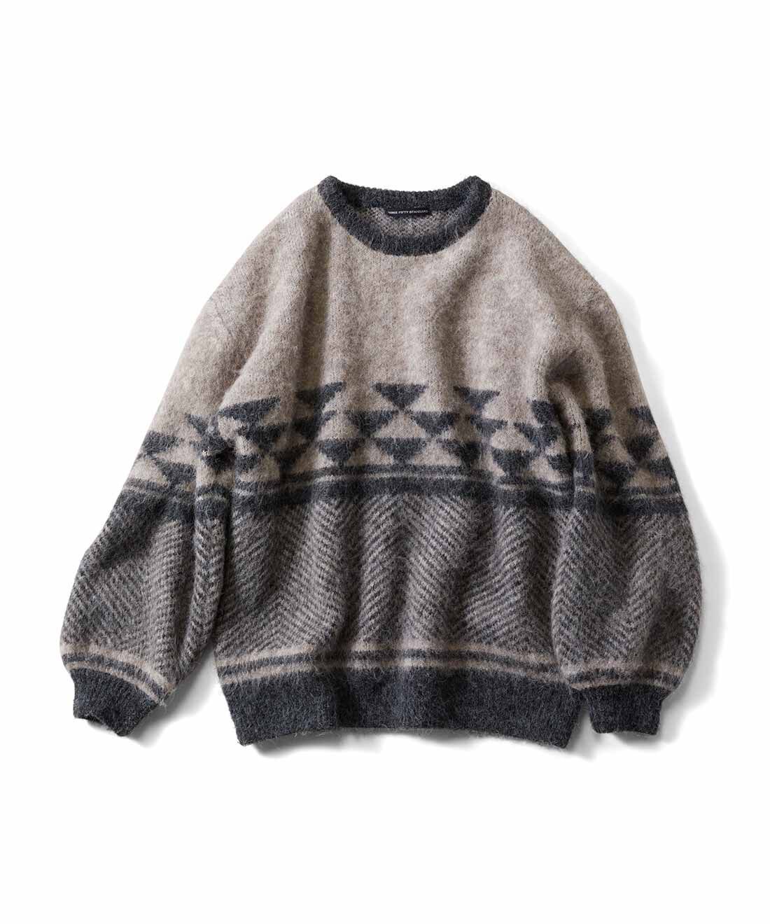 THREE FIFTY STANDARD|THREE FIFTY STANDARD　ふんわりジャカードニットセーター〈ブラウンベージュ〉