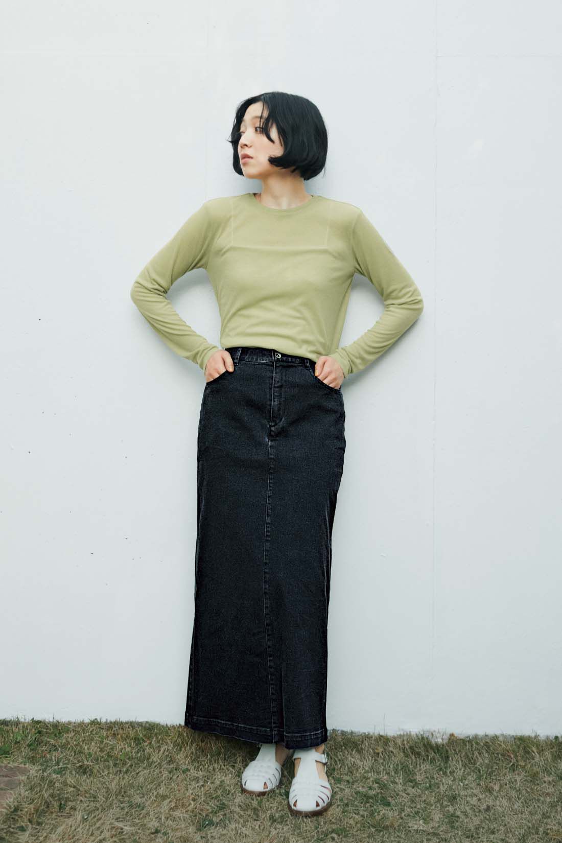 THREE FIFTY STANDARD|シアーなカットソートップスの会のコーディネート