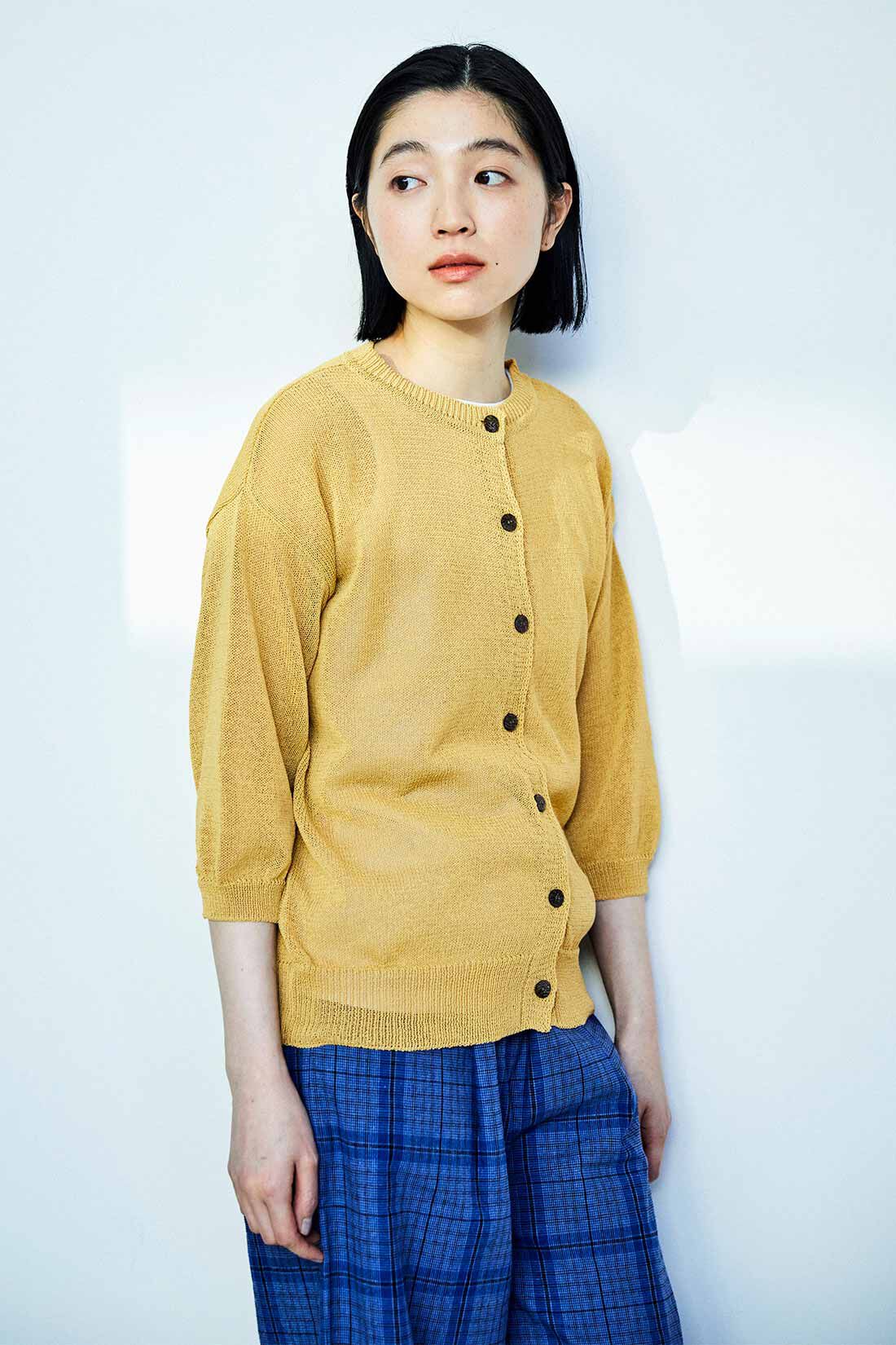 THREE FIFTY STANDARD|綿麻素材 チェックパンツ〈ブルー〉のコーディネート