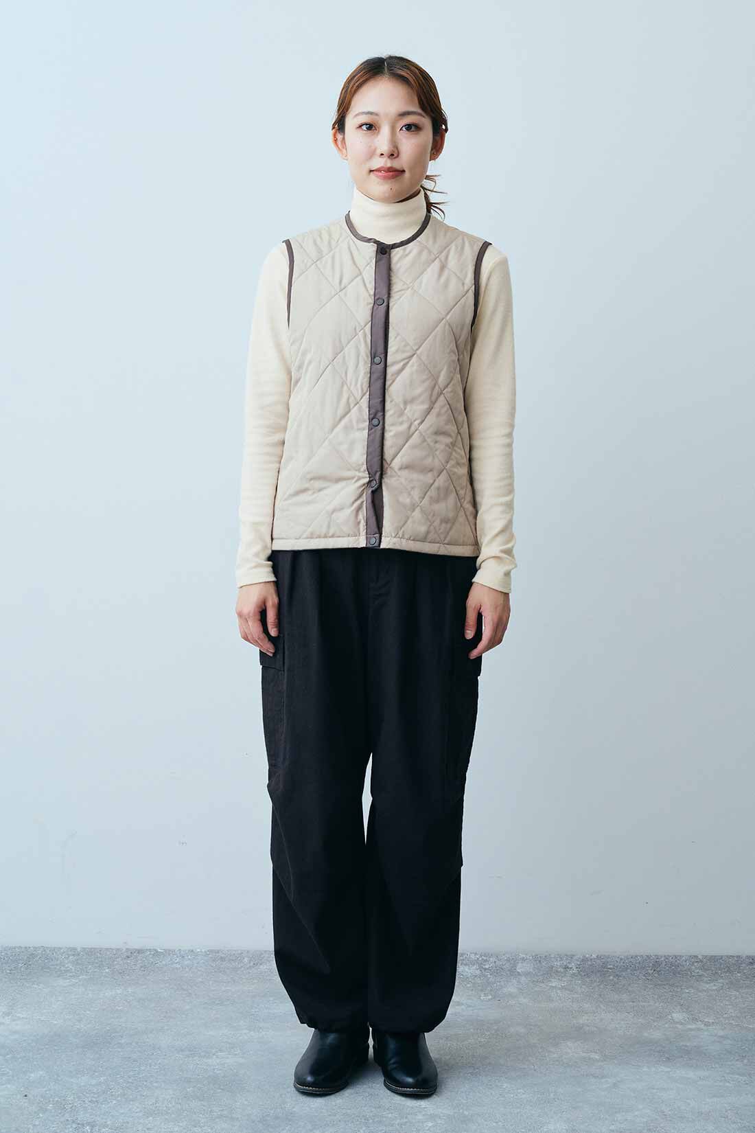 THREE FIFTY STANDARD|リバーシブル中わたベストＴＦＳと微起毛カーゴパンツＢＫ　ＴＦＳのコーディネート