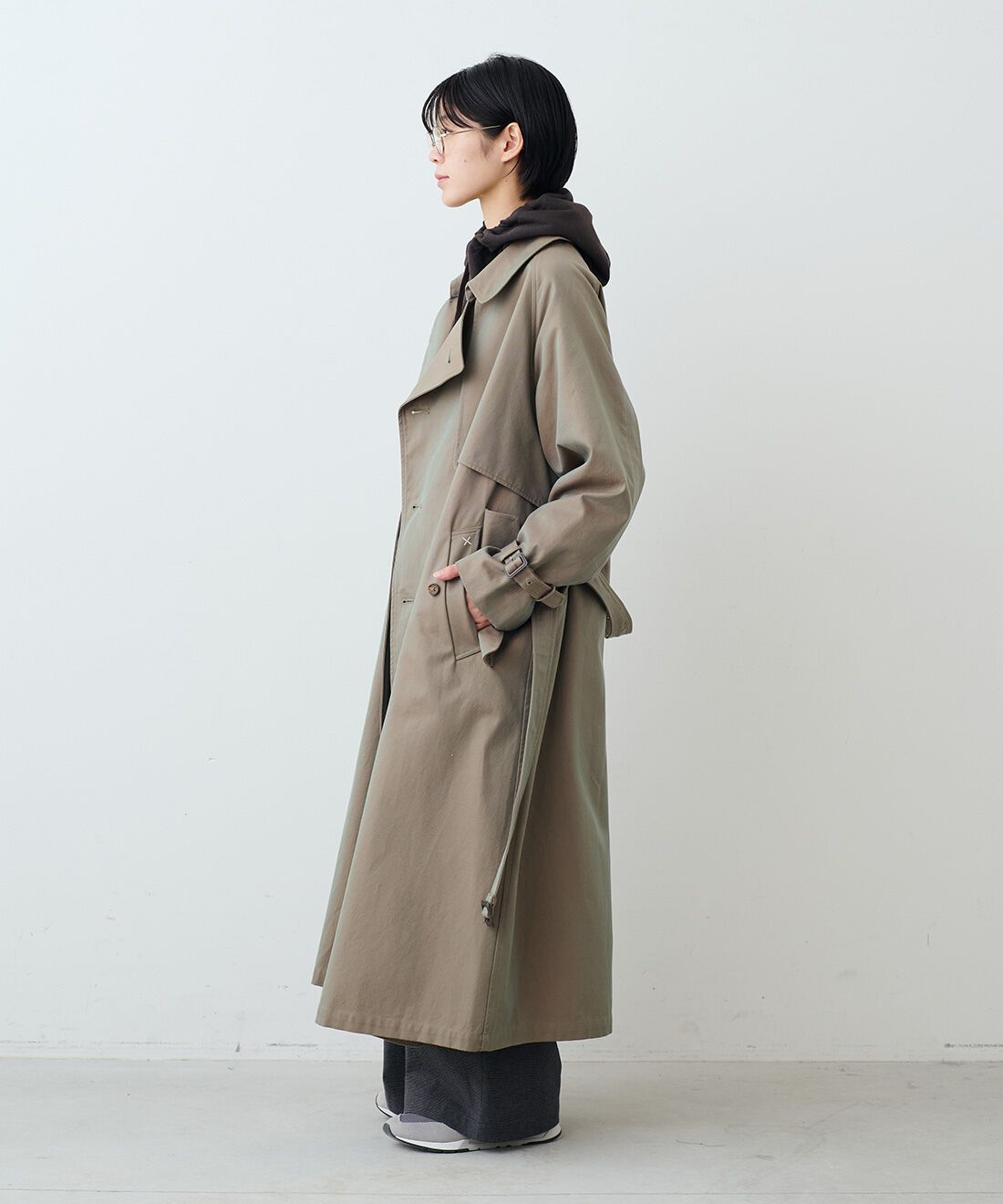 THREE FIFTY STANDARD|ＰＥＡＮＵＴＳフライングエースパーカーＴＦＳと千鳥格子のワイドタックパンツ　ＴＦＳのコーディネート|モデル身長：163cm 着用サイズ：M