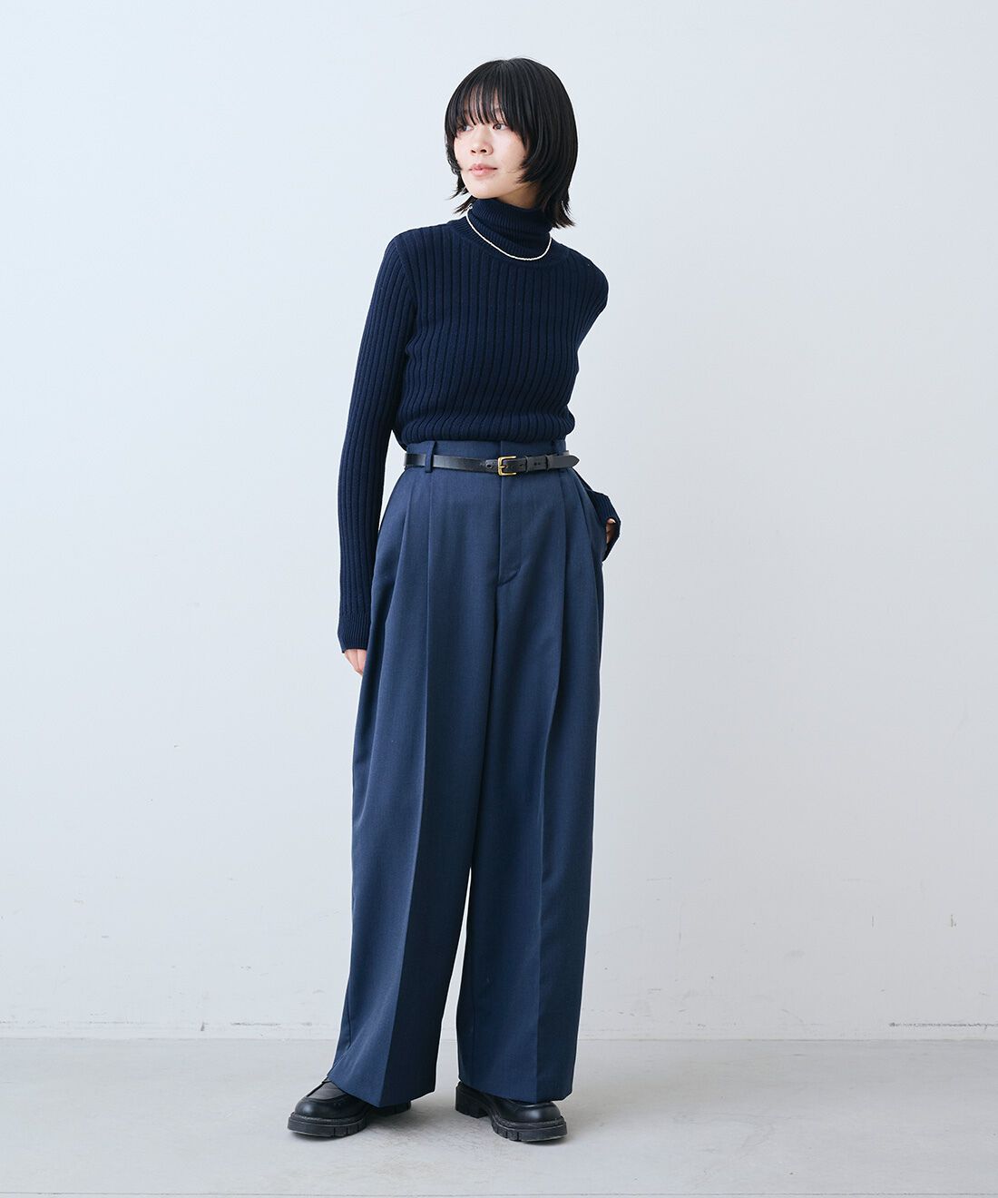 THREE FIFTY STANDARD［スリーフィフティースタンダード］|日本製コットン100％ リブ タートルのコーディネート