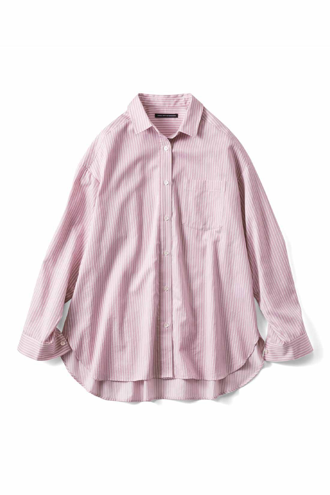 THREE FIFTY STANDARD［スリーフィフティースタンダード］|THREE FIFTY STANDARD　ピンクのストライプワイドシャツ