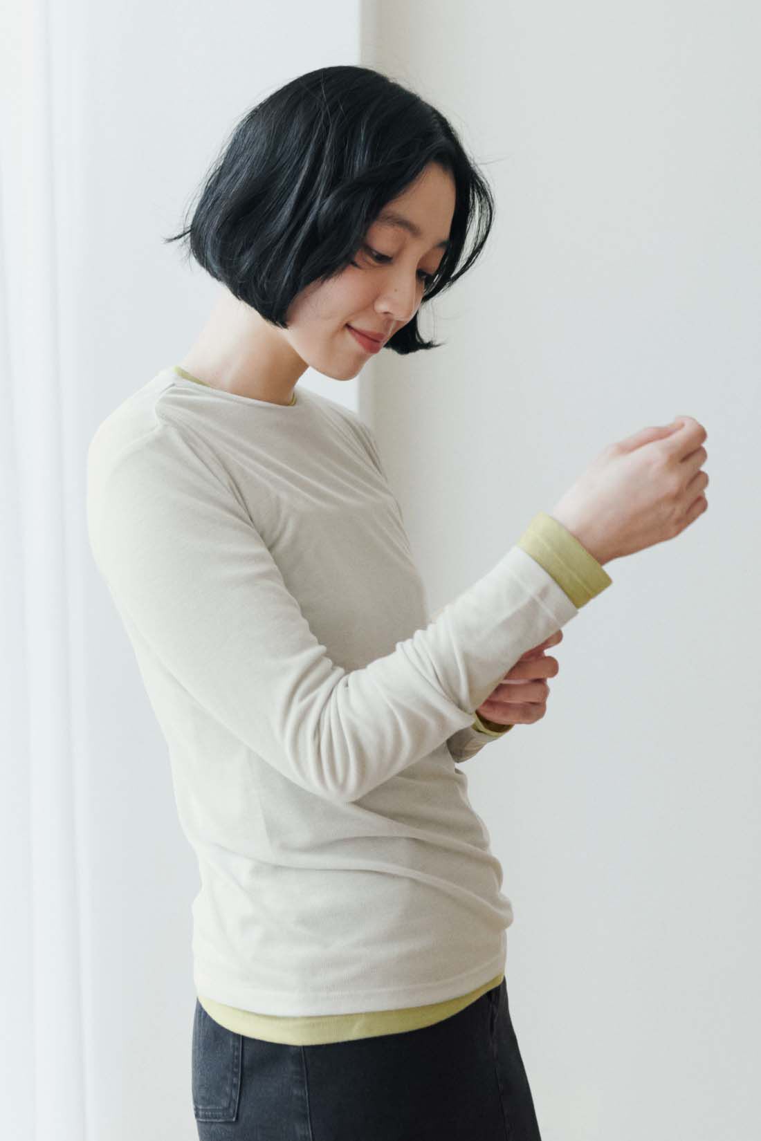 THREE FIFTY STANDARD|シアーなカットソートップスの会のコーディネート