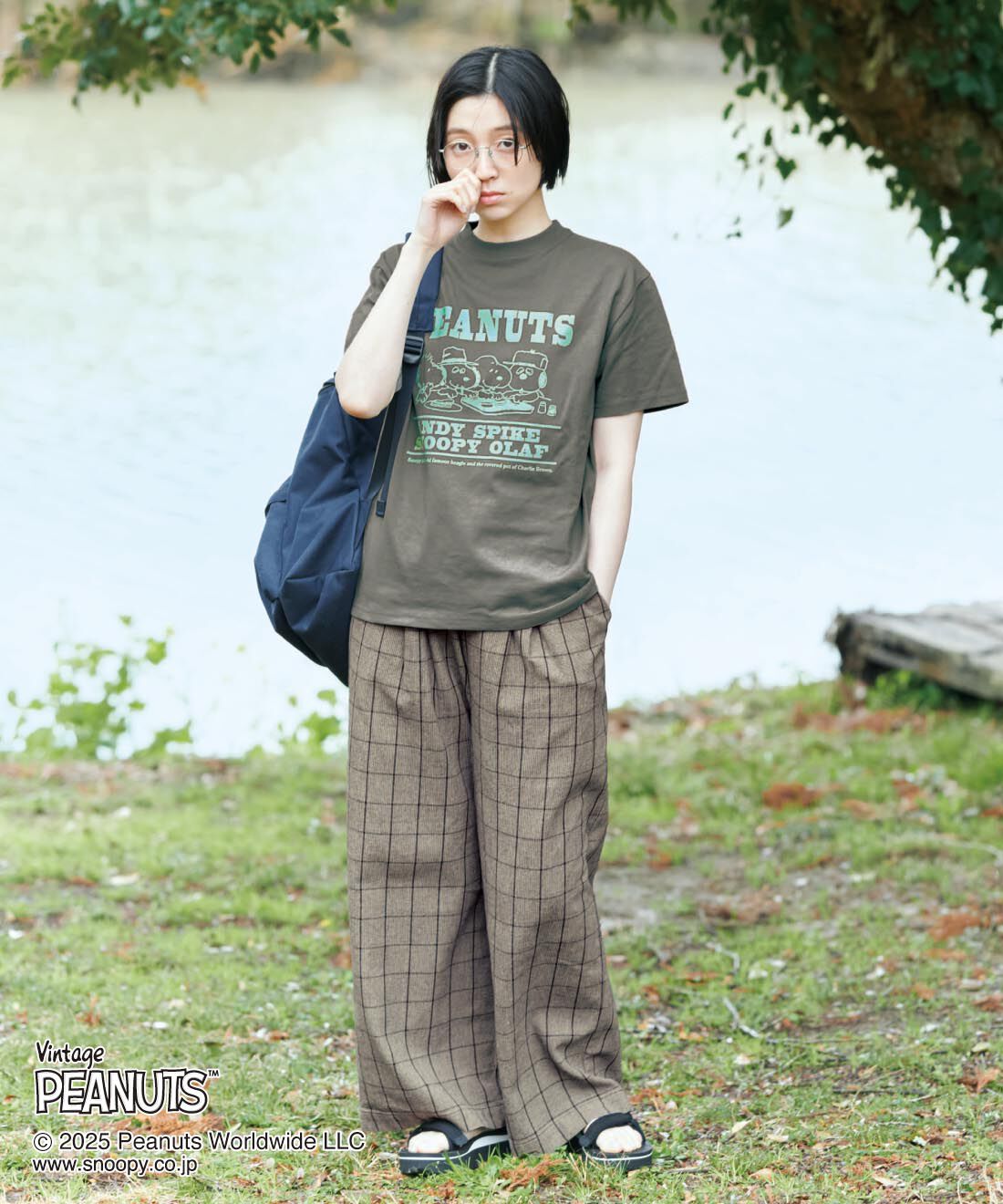 THREE FIFTY STANDARD|綿100％ モノトーンチェック ワイドパンツのコーディネート