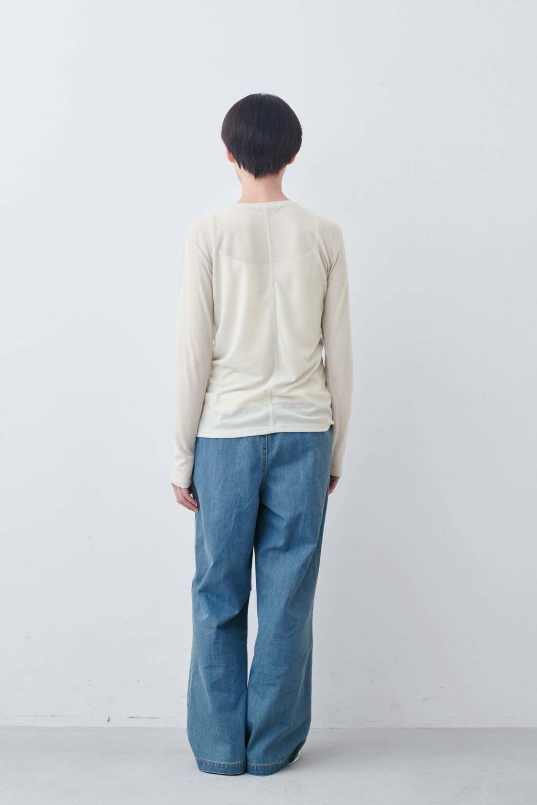 THREE FIFTY STANDARD［スリーフィフティースタンダード］|THREE FIFTY STANDARD　シアーなカットソートップスの会|モデル身長：163cm　着用サイズ：M