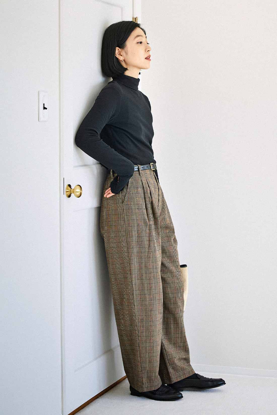 THREE FIFTY STANDARD［スリーフィフティースタンダード］|THREE FIFTY STANDARD　オレンジラインがポイントのグレンチェックパンツ