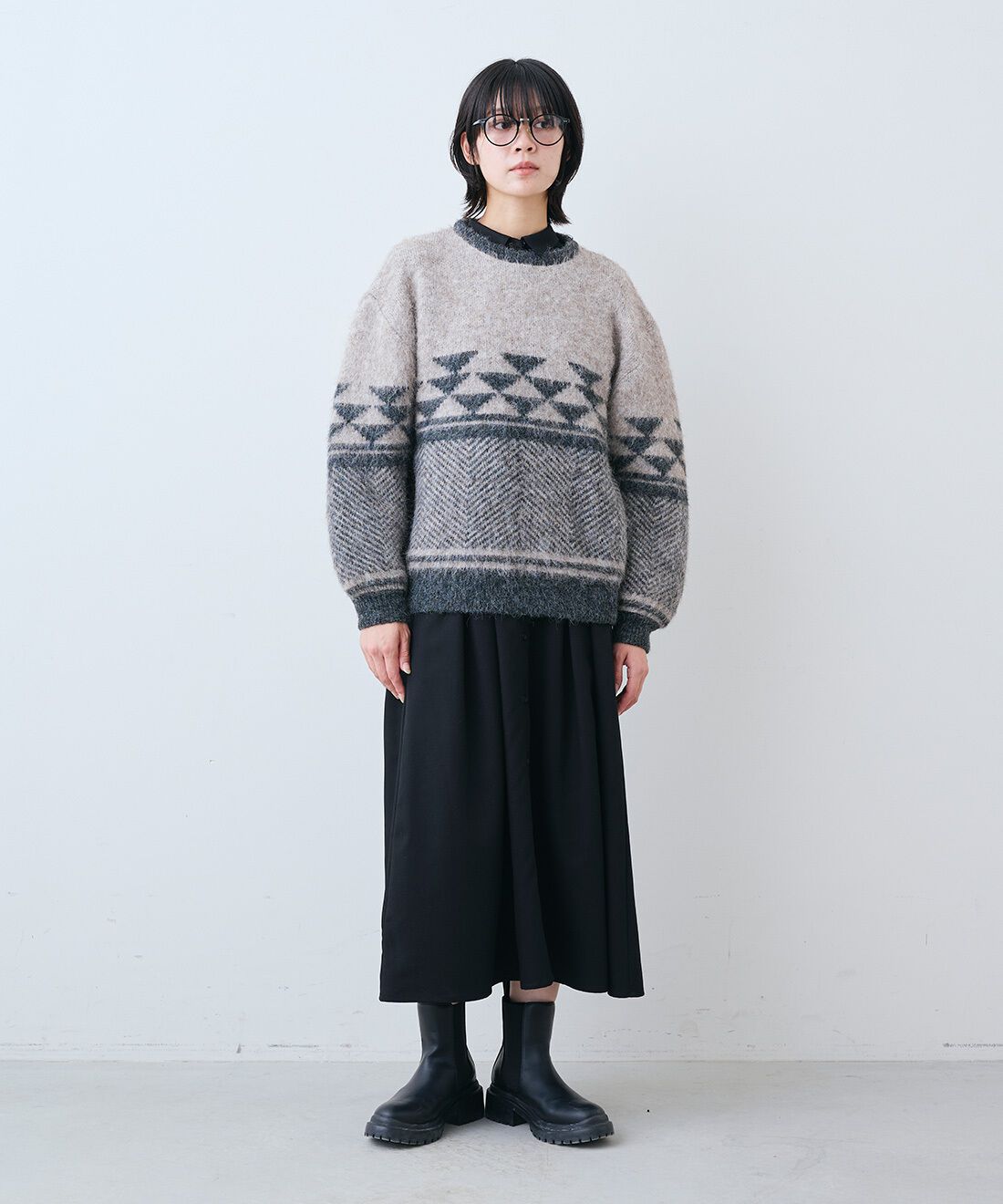 THREE FIFTY STANDARD|ウエストタックのブラック ワンピースのコーディネート