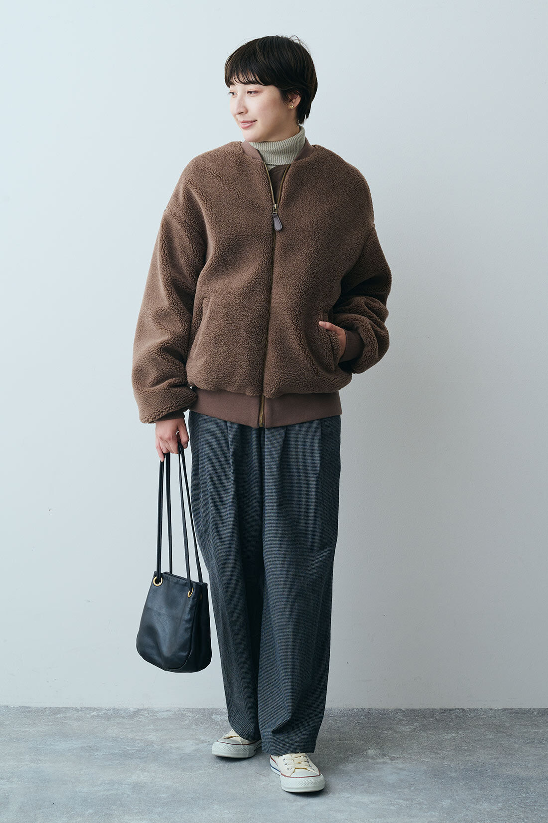 THREE FIFTY STANDARD|千鳥格子のタックワイドパンツＴＦＳのコーディネート