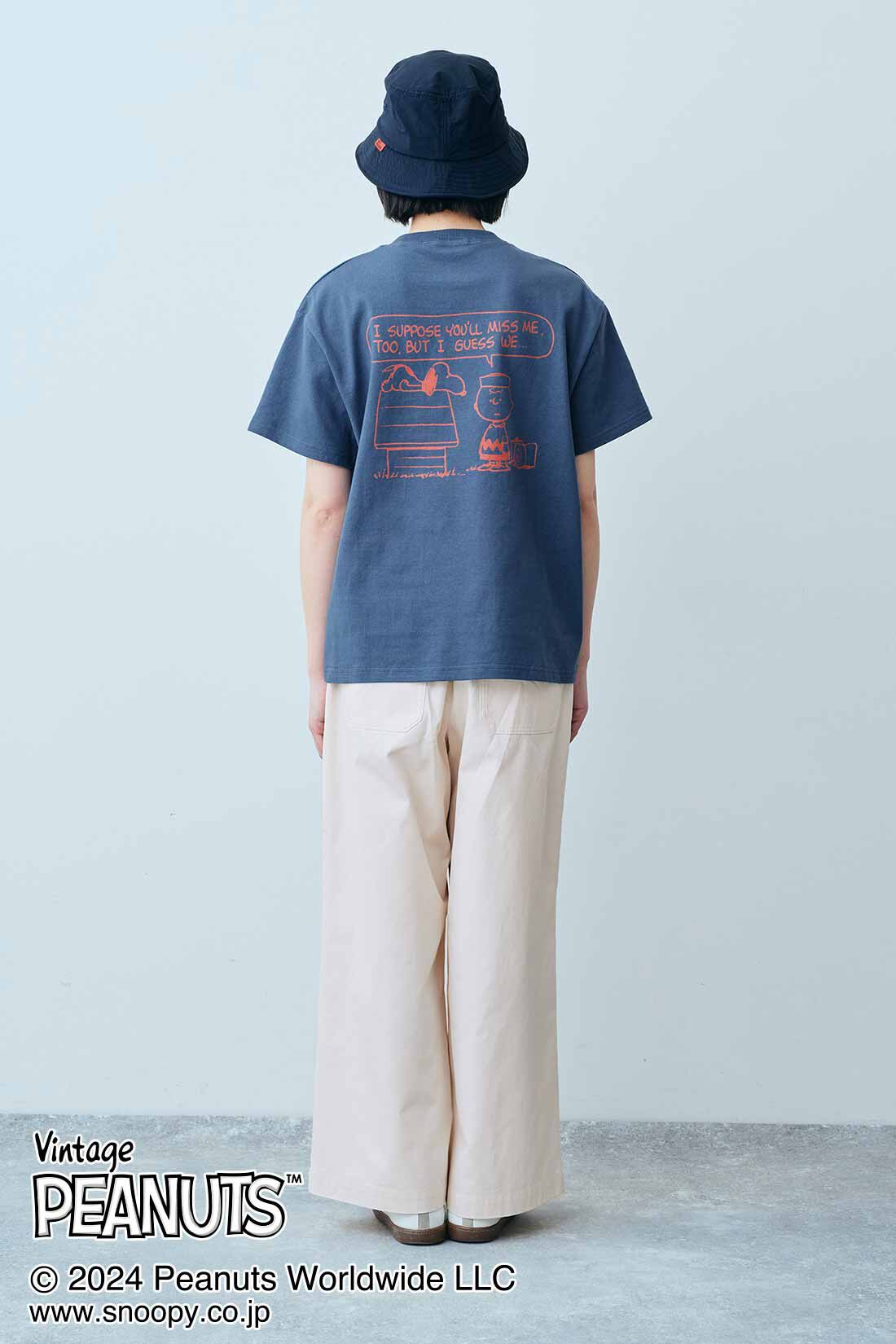 THREE FIFTY STANDARD|PEANUTS〈スヌーピー＆フレンズ〉ロゴプリントＴシャツのコーディネート|モデル身長：163cm 着用サイズ：M