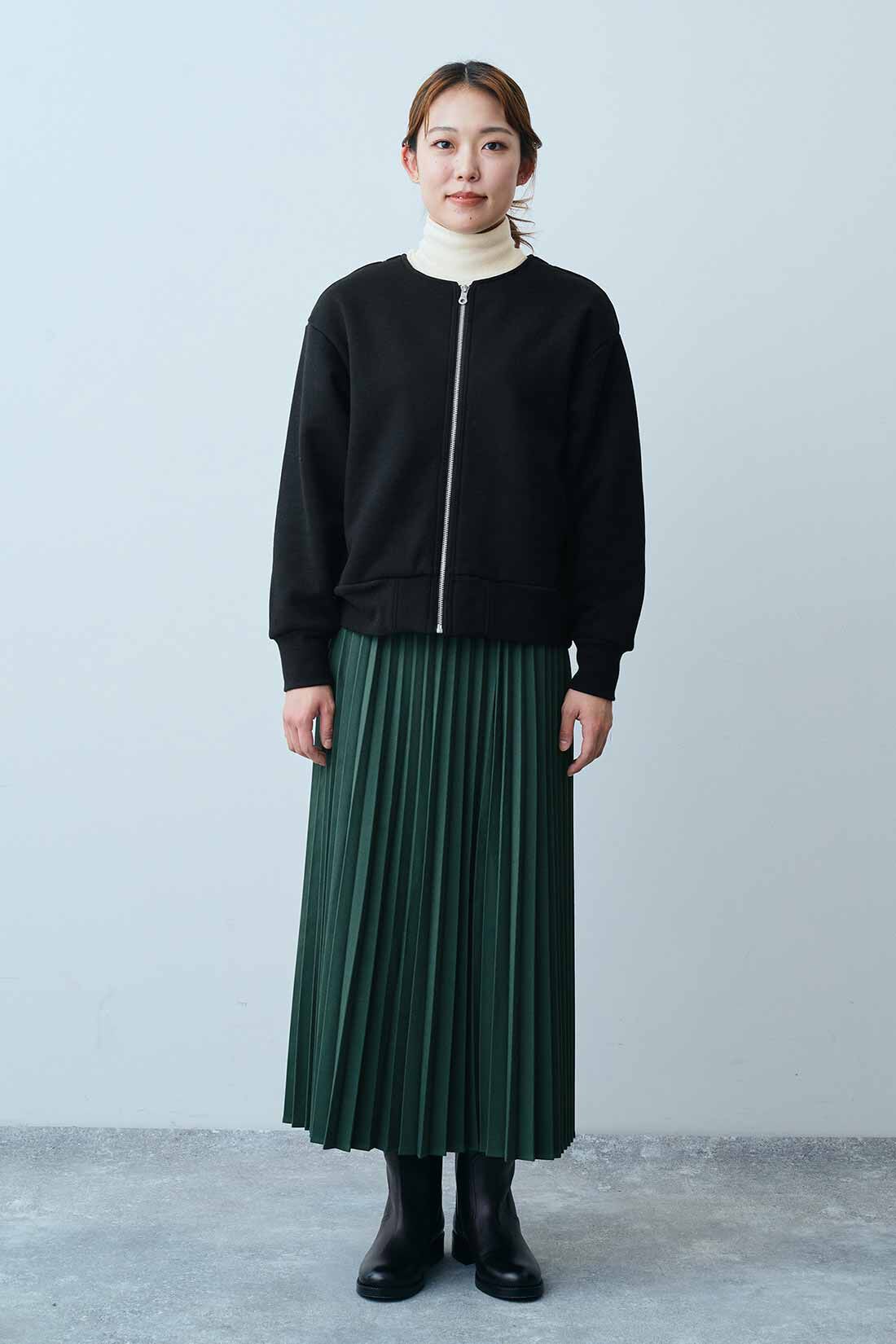 THREE FIFTY STANDARD|裏起毛のジップカーディガンＢＫ　ＴＦＳとあったか両面起毛タートルＴＦＳのコーディネート