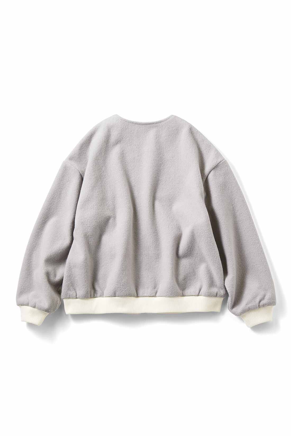 THREE FIFTY STANDARD［スリーフィフティースタンダード］|THREE FIFTY STANDARD　金子敦子さんと作った コート生地で仕立てたノーカラーブルゾン〈ライトグレー〉|BACK