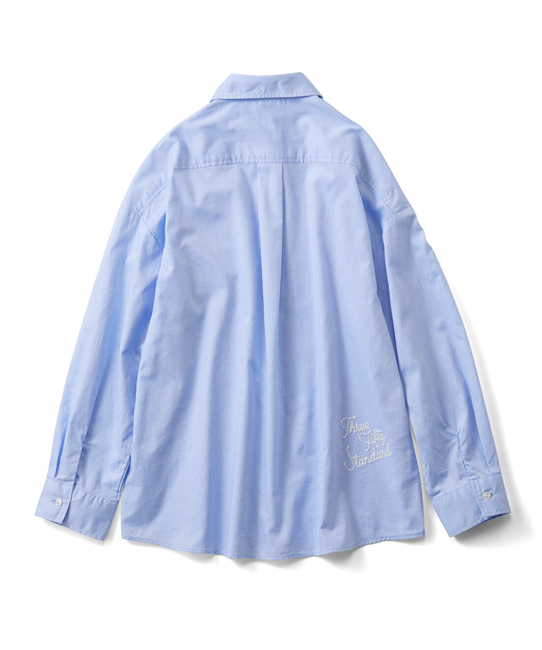 THREE FIFTY STANDARD［スリーフィフティースタンダード］|THREE FIFTY STANDARD　日本製の刺しゅうオックスシャツ〈ブルー〉|BACK