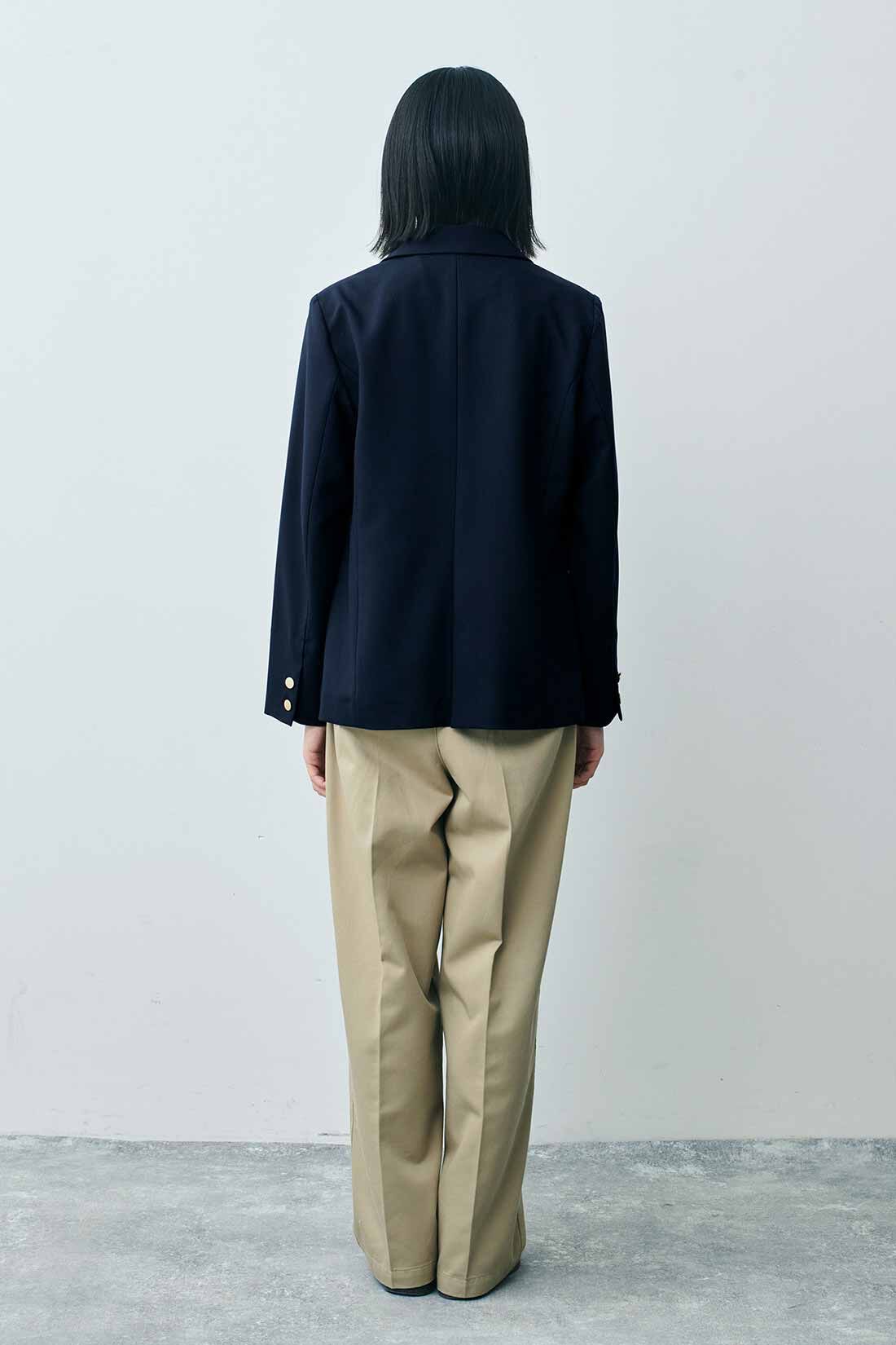 THREE FIFTY STANDARD|THREE FIFTY STANDARD ダブルフロントジャケット〈ネイビー〉|モデル身長：163cm 着用サイズ：M