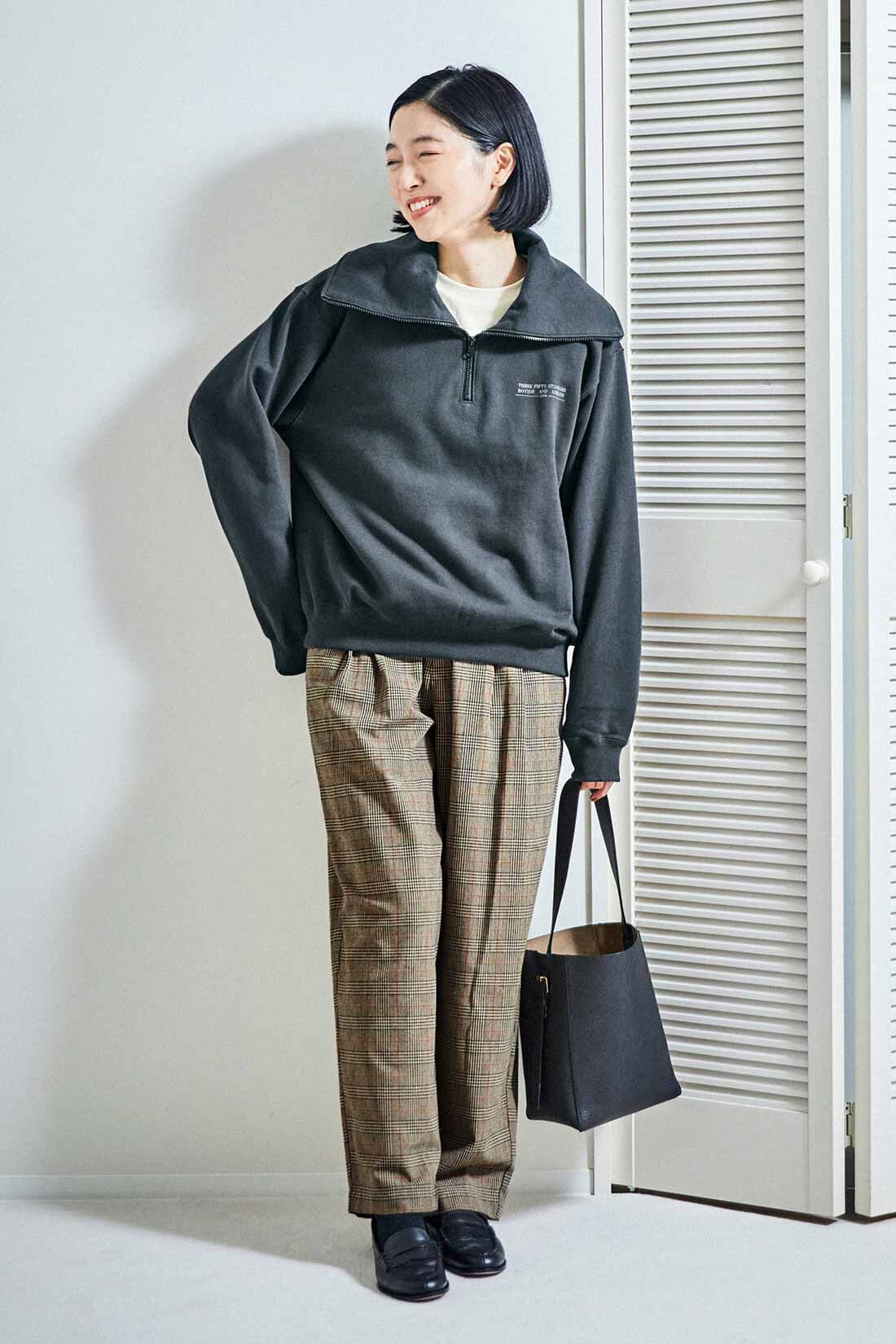 THREE FIFTY STANDARD|オレンジラインのチェックパンツのコーディネート