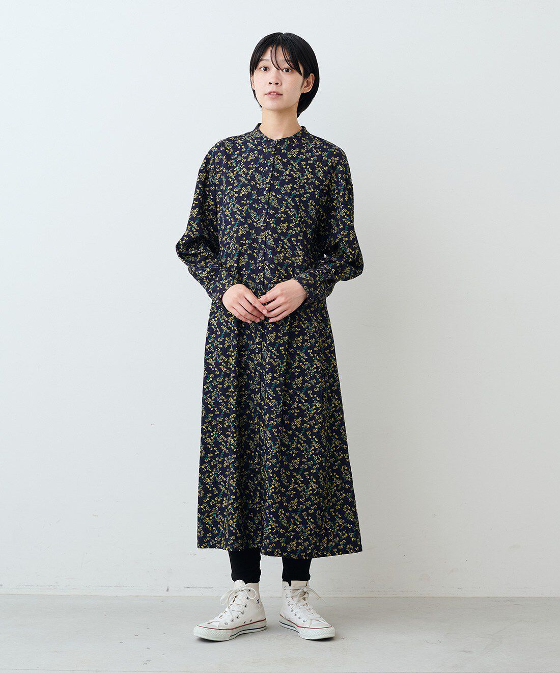 THREE FIFTY STANDARD|シルク混レギンス　ＴＦＳのコーディネート|モデル身長：163cm 着用サイズ：M