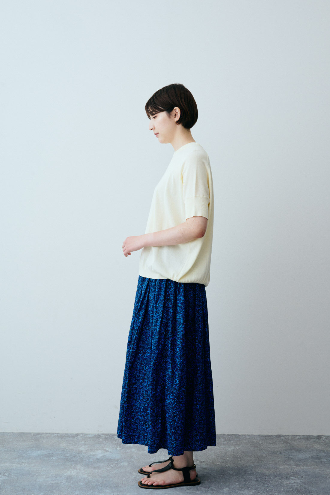 THREE FIFTY STANDARD|THREE FIFTY STANDARD 軽い着心地のニットプルオーバーの会|モデル身長：163cm　着用サイズ：M