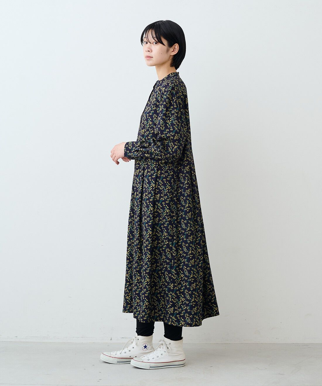 THREE FIFTY STANDARD|シルク混レギンス　ＴＦＳのコーディネート|モデル身長：163cm 着用サイズ：M