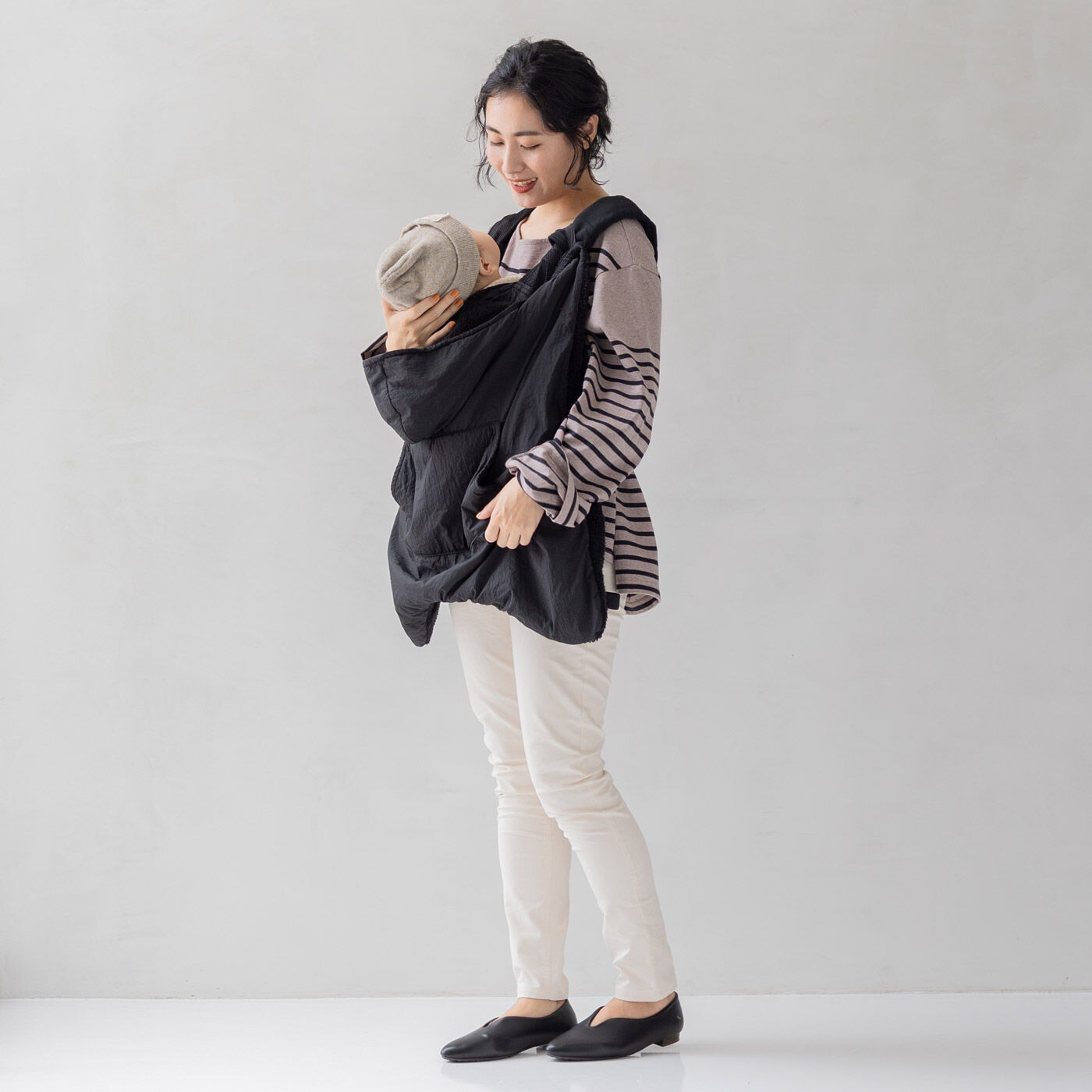 FELISSIMO Mama|Moredde　コートと同素材で揃えてスマートな　抱っこひも＆ベビーカー防寒カバー〈ブラック〉