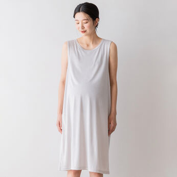 FELISSIMO Mama | 授乳が簡単 マタニティ カットソー ペチワンピース 〈アイスグレー〉