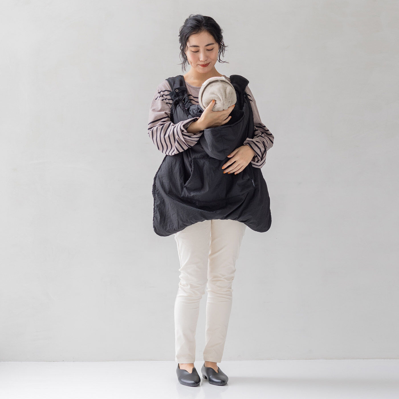 FELISSIMO Mama|Moredde　コートと同素材で揃えてスマートな　抱っこひも＆ベビーカー防寒カバー〈ブラック〉