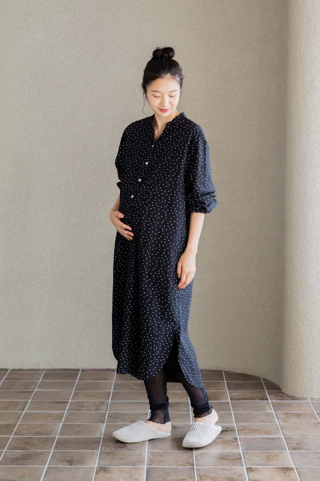 FELISSIMO Mama|Moredde　マタニティ・産後使える　すそシアーレギンス〈ブラック〉