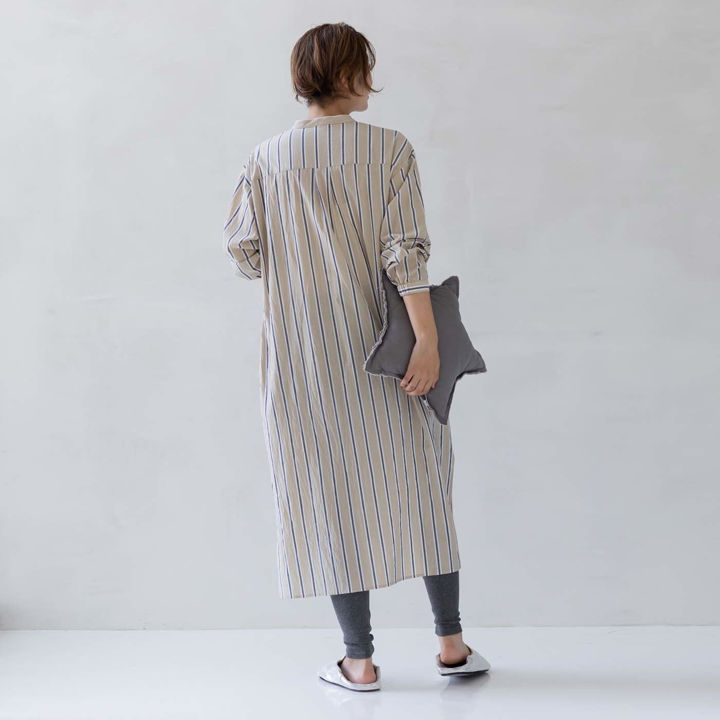 FELISSIMO Mama|Moredde　マタニティから産後も使える　しめつけないのが心地いいウエストクロス仕様のリブレギンス〈チャコール杢グレー〉