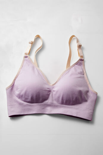 FELISSIMO Mama | 産前 産後 成型編み 授乳ブラジャー 〈ラベンダー×ピンク〉