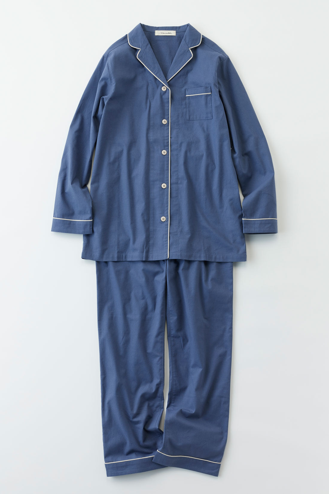 FELISSIMO Mama|Moredde　肌側の微起毛が心地いい　コットン１００％の前あきパジャマ〈アッシュブルー〉