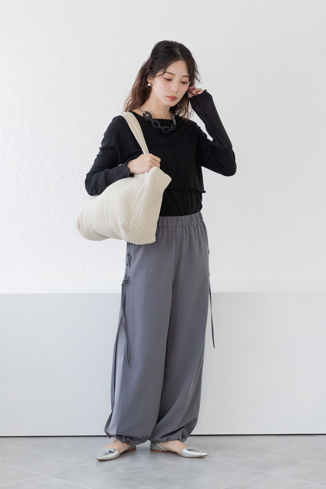 FELISSIMO Mama|【はじめてのマザーズバッグセット】Moredde　手ざわりが心地いいキルティングマザーズトートバッグ＆おむつポーチ〈ライトベージュ〉