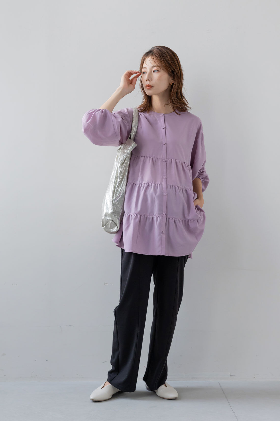 FELISSIMO Mama|Moredde　マタニティから産後も使える　ストレッチストレートパンツ〈ブラック〉|ストレートシルエットで伸びやかな生地だからリラックスしてはけます