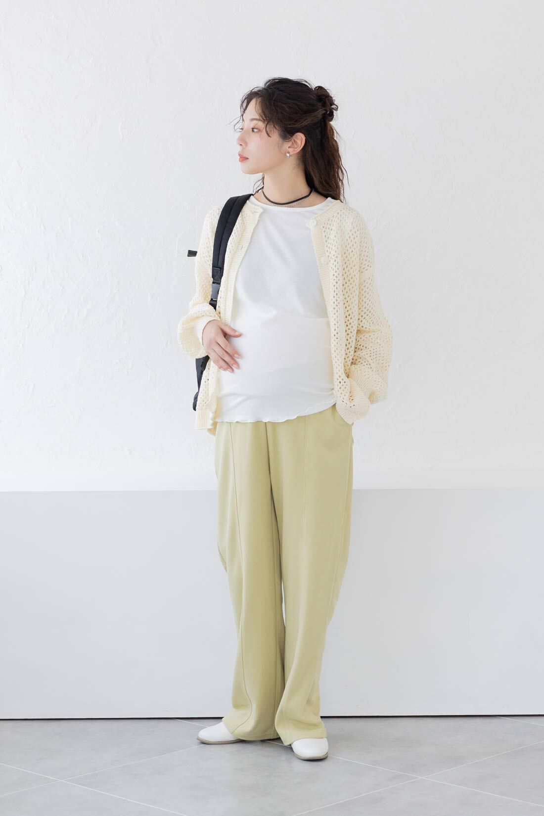 FELISSIMO Mama|Moredde　心地いい素材の袖口シアー２ーＷＡＹ授乳トップス〈ブラック〉|※写真は別色です。