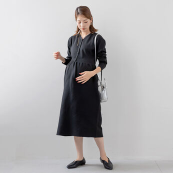 FELISSIMO Mama | バウンドニット ブラック ニットワンピース〈ブラック〉