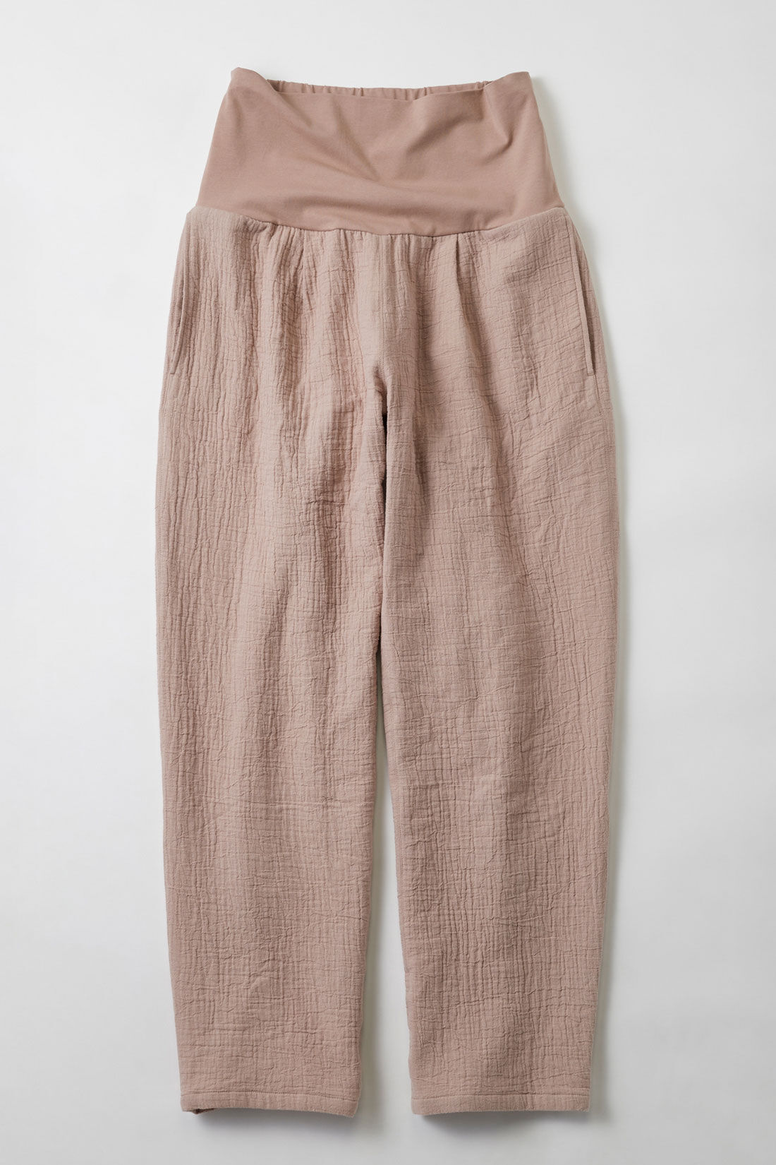 FELISSIMO Mama|Moredde　綿100％楊柳ダブルガーゼ素材が気持ちいい　産前産後楽しめるワイドパンツ〈モカベージュ〉