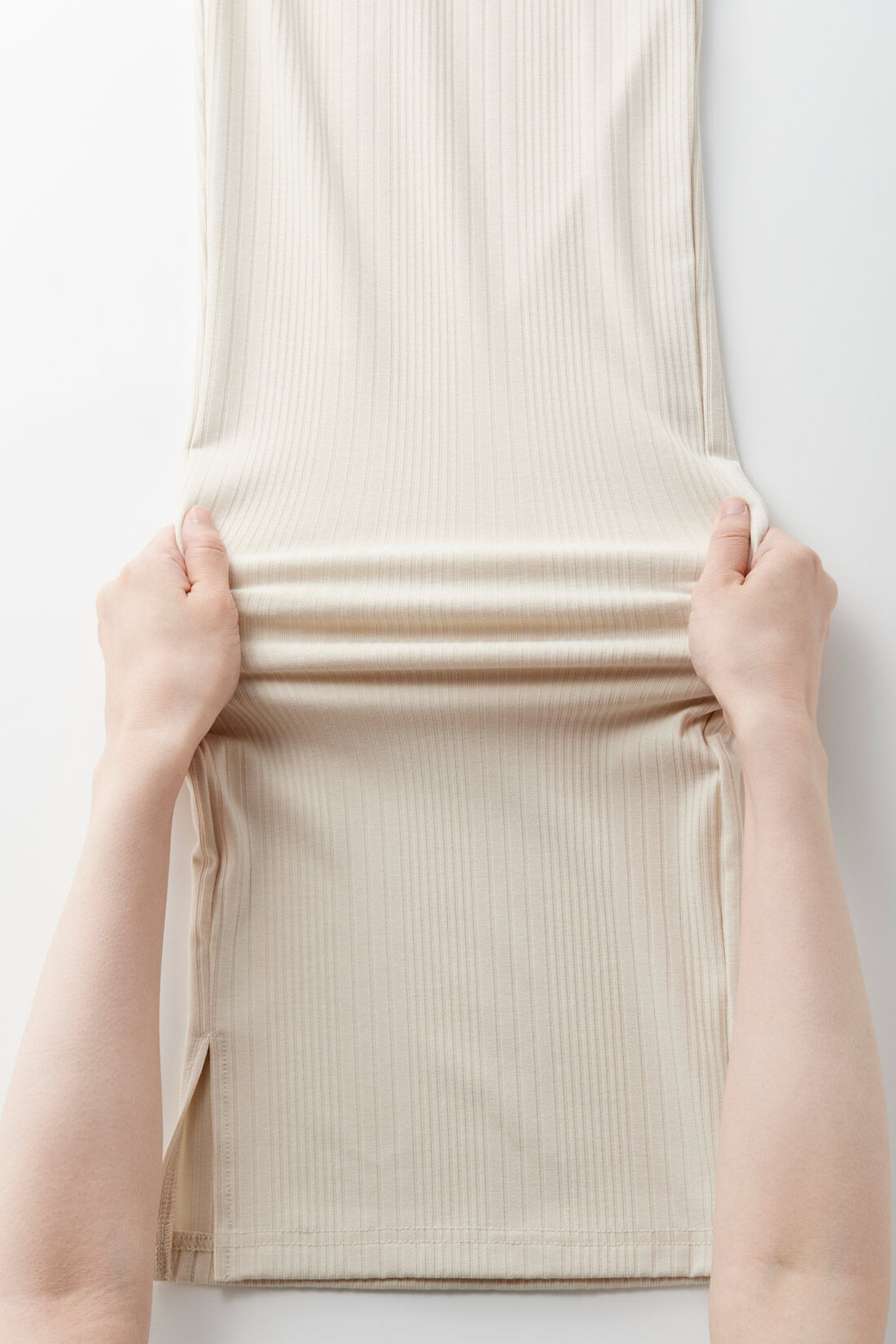 FELISSIMO Mama|Moredde　マタニティから産後も使える　ママによりそうリブカットソーのルームウェアセット〈アイボリー〉|伸縮性が良く、快適な着心地