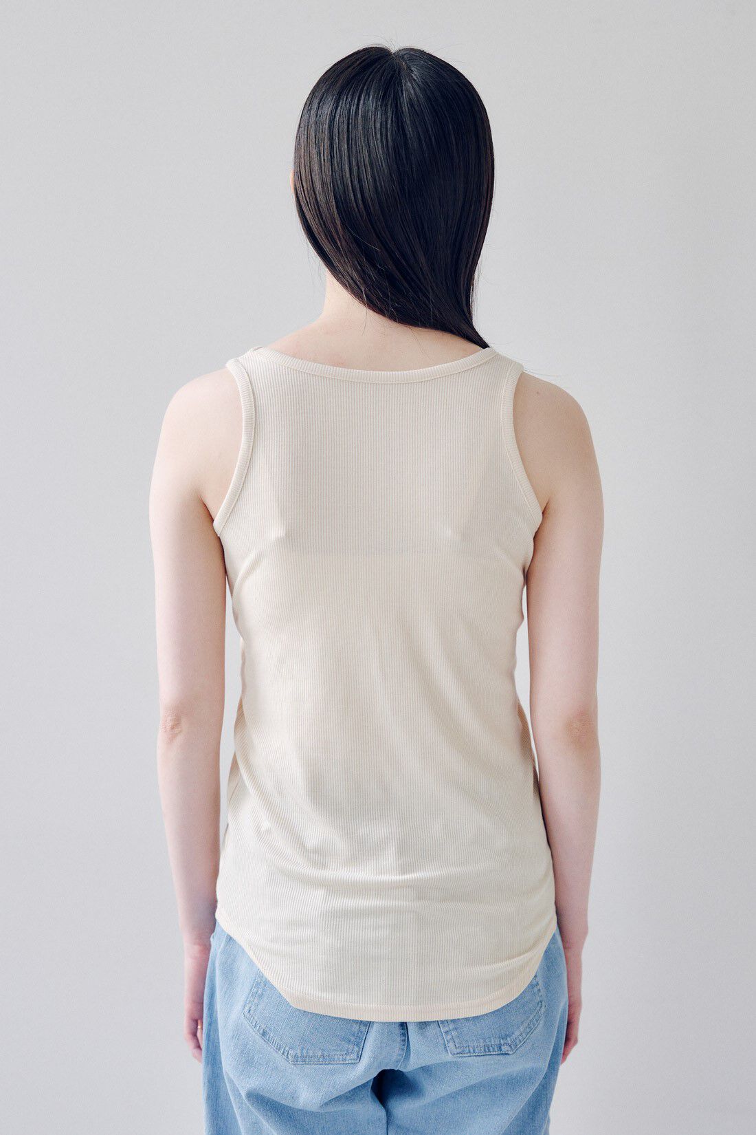 FELISSIMO Mama|Moredde　見せインナーなのに授乳ができる　胸チラしにくいカップ付きテレコリブタンクトップ〈ブラック〉|※写真は別色です。