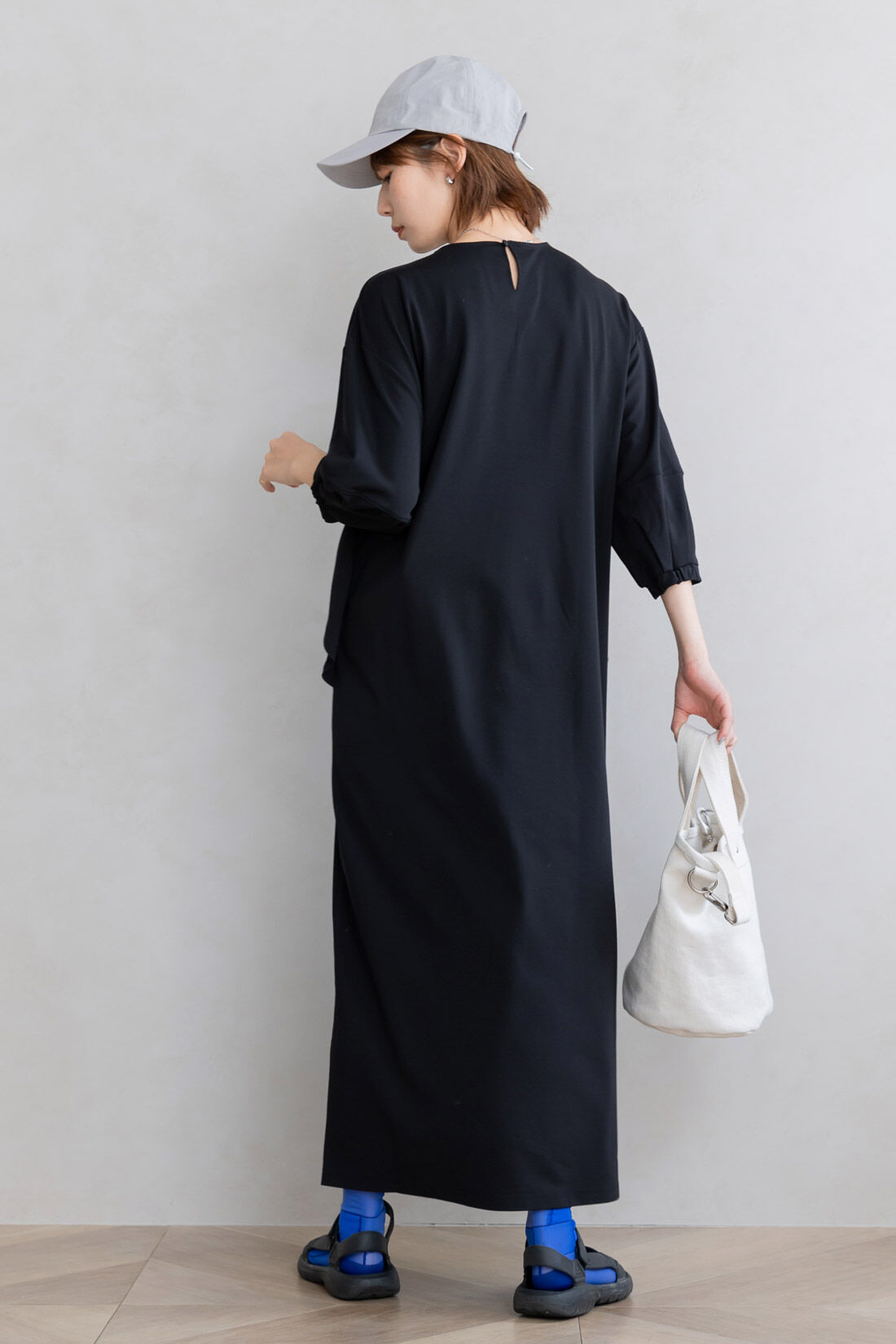 FELISSIMO Mama|Moredde　フォーマルシーンでも使える　授乳がかんたん　しなやかカットソーのデザインワンピース〈ブラック〉