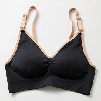 FELISSIMO Mama | 産前 産後 成型編み 授乳ブラジャー 〈ブラック×ベージュ〉