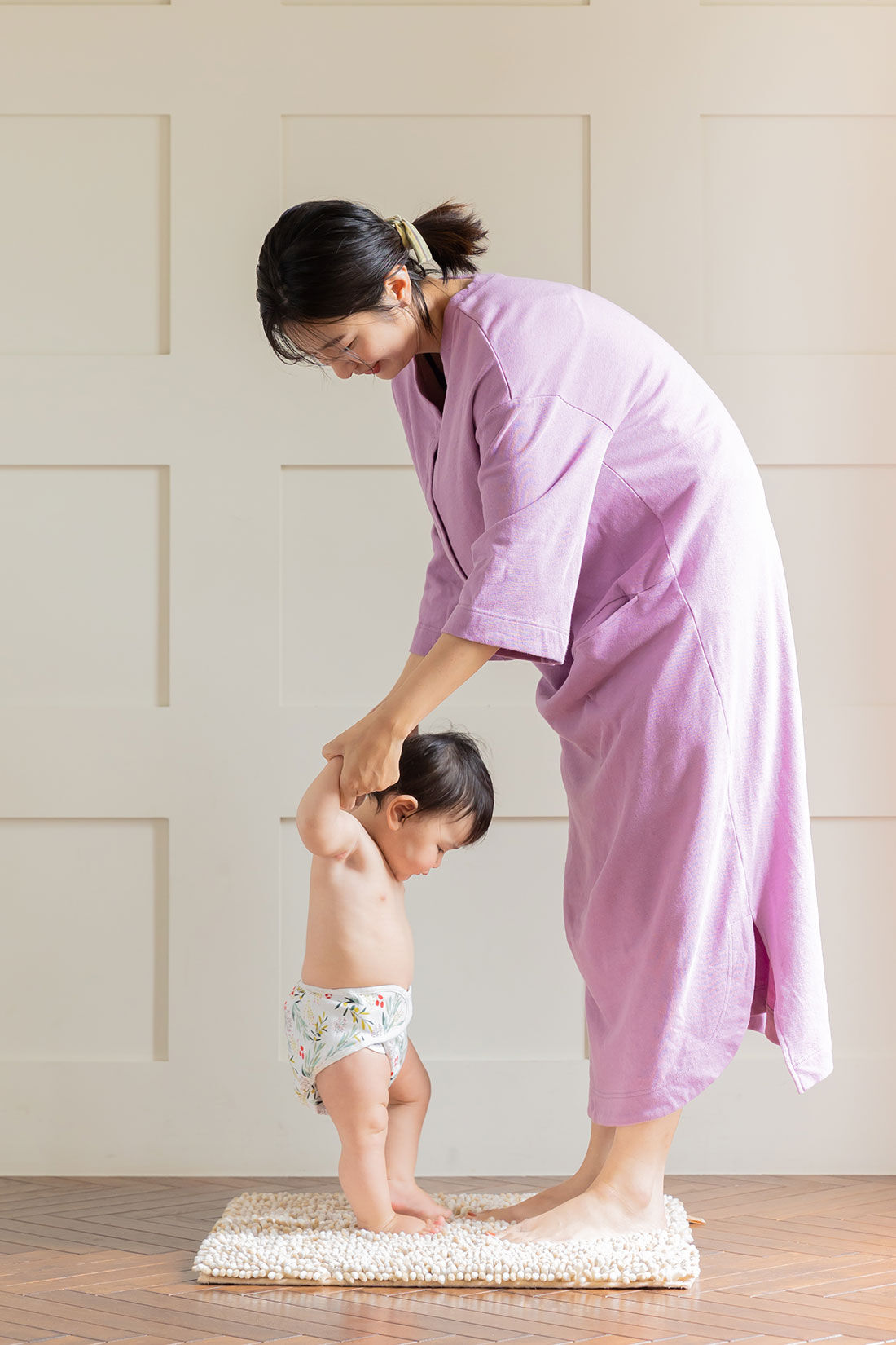 FELISSIMO Mama|［Mama select］もふバスマット正方形〈きなこ〉|親子で一緒に乗るのにちょうどいいサイズ感。