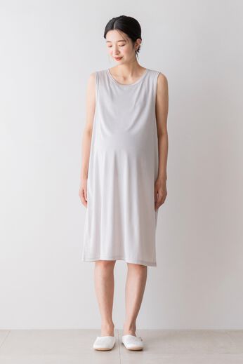 FELISSIMO Mama | 授乳が簡単 マタニティ カットソー ペチワンピース 〈アイスグレー〉