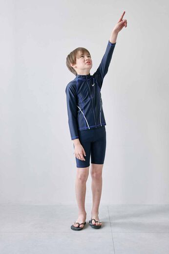 FELISSIMO Mama | REEBOK 長袖 フルジップ ラッシュガード〈ネイビー〉