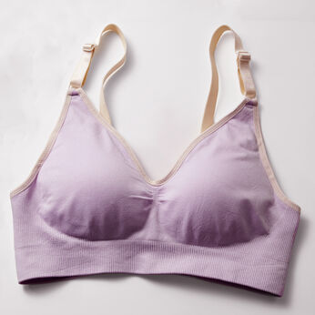 FELISSIMO Mama | 産前 産後 成型編み 授乳ブラジャー 〈ラベンダー×ピンク〉