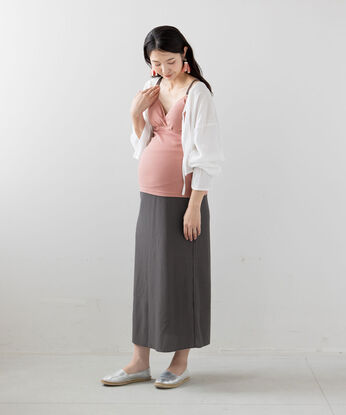 FELISSIMO Mama | リップル カットソー Ｉライン マタニティスカート 〈グレー〉