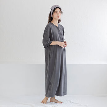 FELISSIMO Mama | バスローブワンピ―ス　お風呂上り　ルームウェア〈チャコールグレー〉