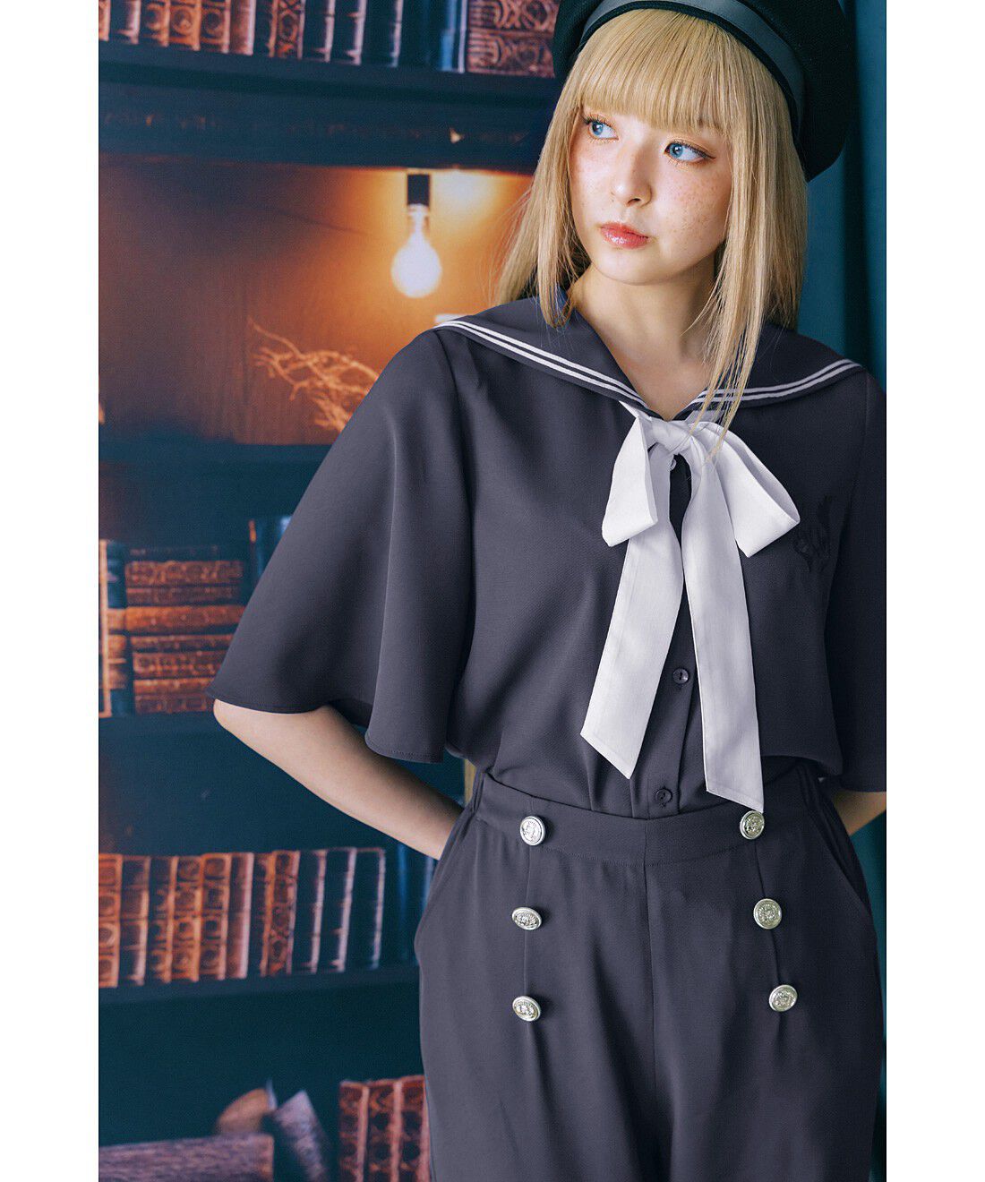 魔法部|魔法部　凪を感じる魔法学校の制服　マリン風セーラーブラウス〈ブルーグレー〉