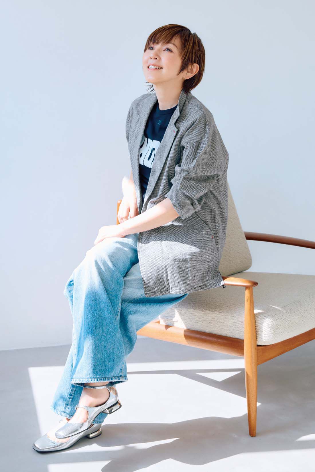 frauglatt［フラウグラット］|大人の女史会×frauglatt　ゆとり仕立てできちんと見え 小顔印象ダブルガーゼジャケット|〈千鳥格子〉