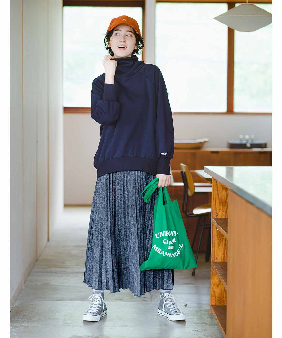 frauglatt|ハイネックで首もとあったかかるホカ裏起毛トップスのコーディネート